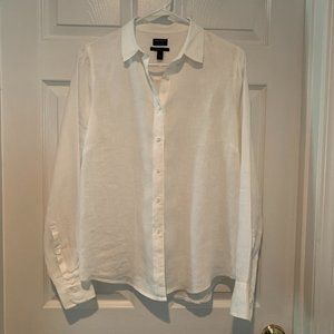 J Crew 100% Linen White Button Up - Size 8
